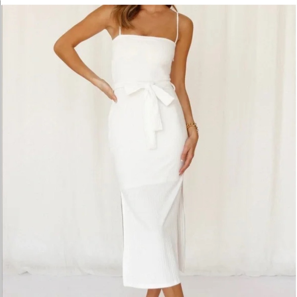 Knit MIDI White Dress - Hello Molly